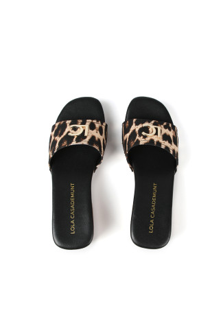 Leopard print fabric clogs