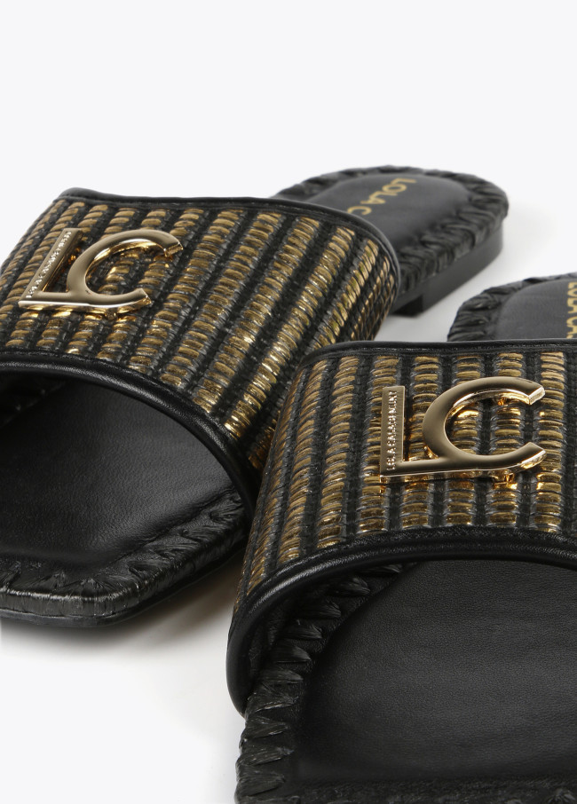 Flat metallic sandals