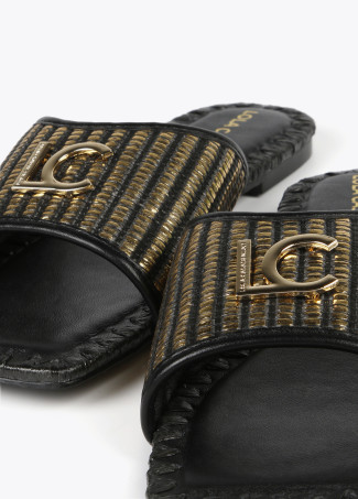 Flat metallic sandals