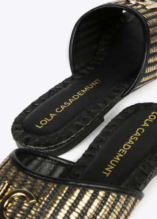 Flat metallic sandals