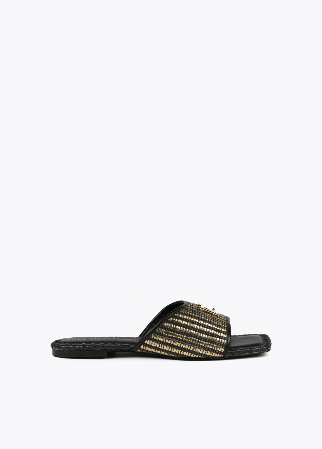 Flat metallic sandals