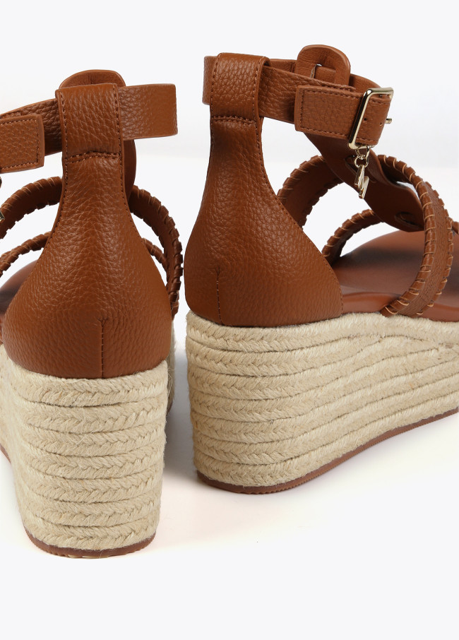 Chaussures compensées effet fibre naturelle