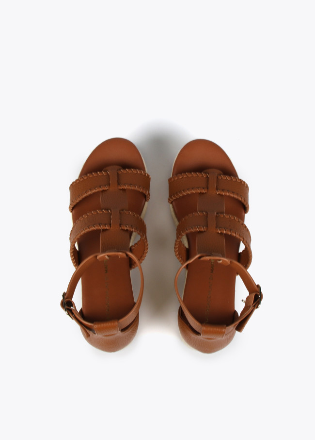 Chaussures compensées effet fibre naturelle