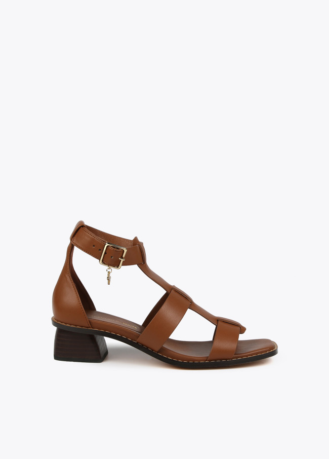 Wood-effect heeled sandals