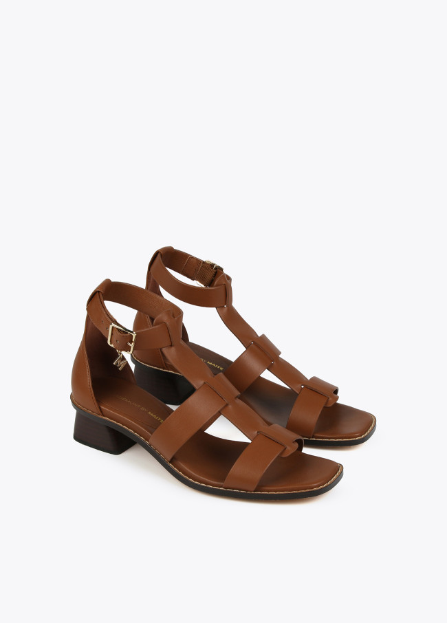 Wood-effect heeled sandals