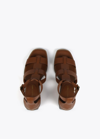 Sandales à talon effet bois