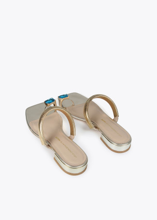 Sandalia dorado con anillo joya