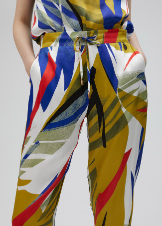 Jogger satiné imprimé tropical