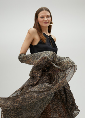 Trench organza com animal print