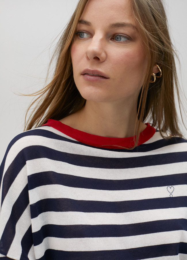 Pullover sottile a righe bicolori