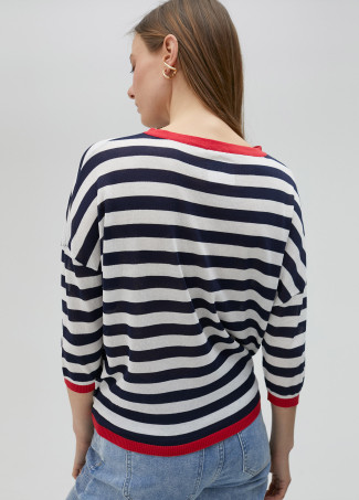 Camisola fina às riscas bicolor