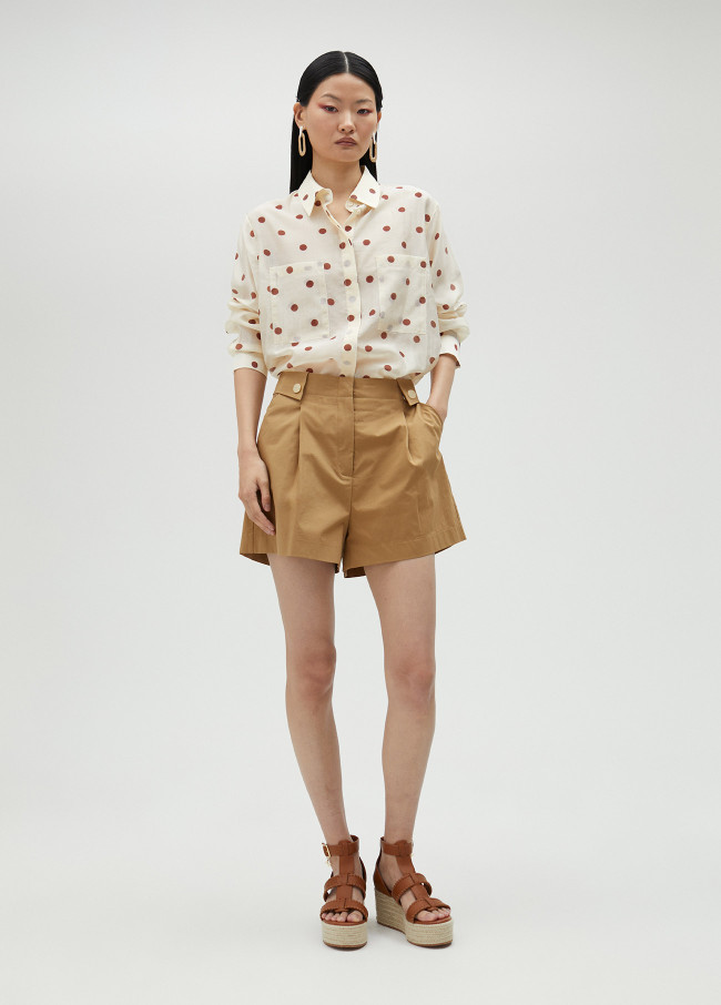 Semi-sheer polka dot shirt