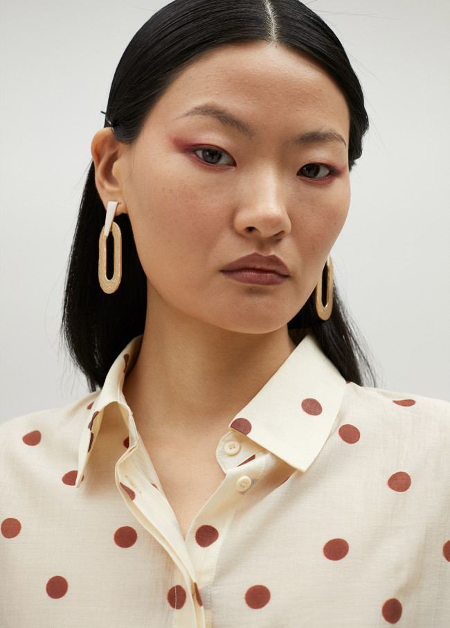 Semi-sheer polka dot shirt