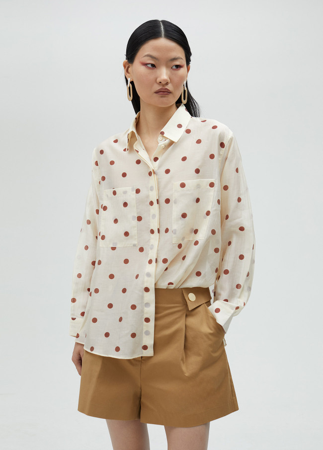 Semi-sheer polka dot shirt