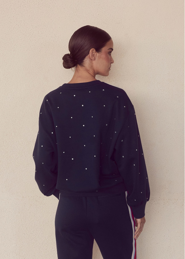 Felpa con nastro sportivo e strass