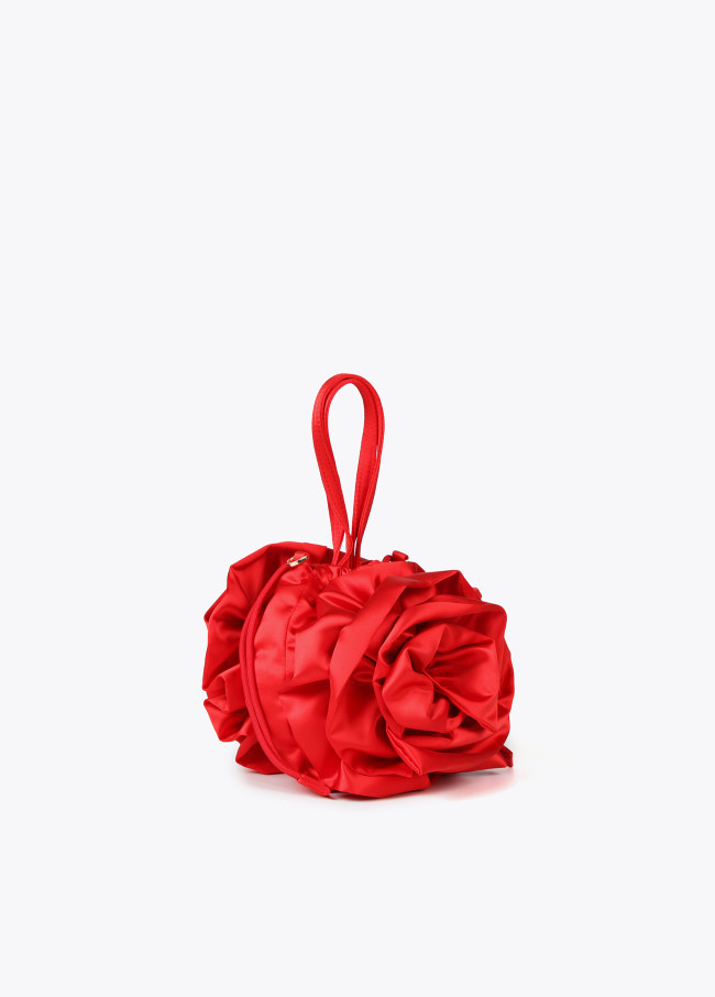 Bolso flor en satén