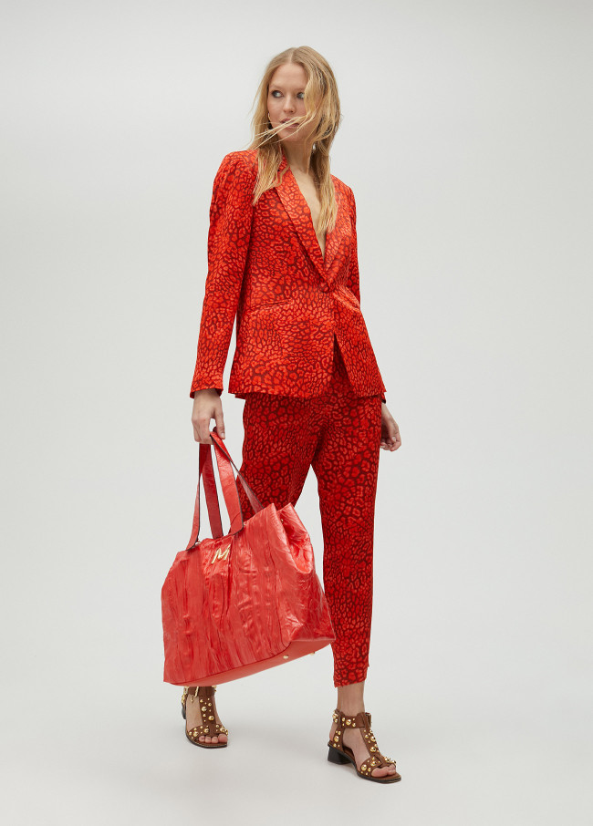 Animal print straight trousers