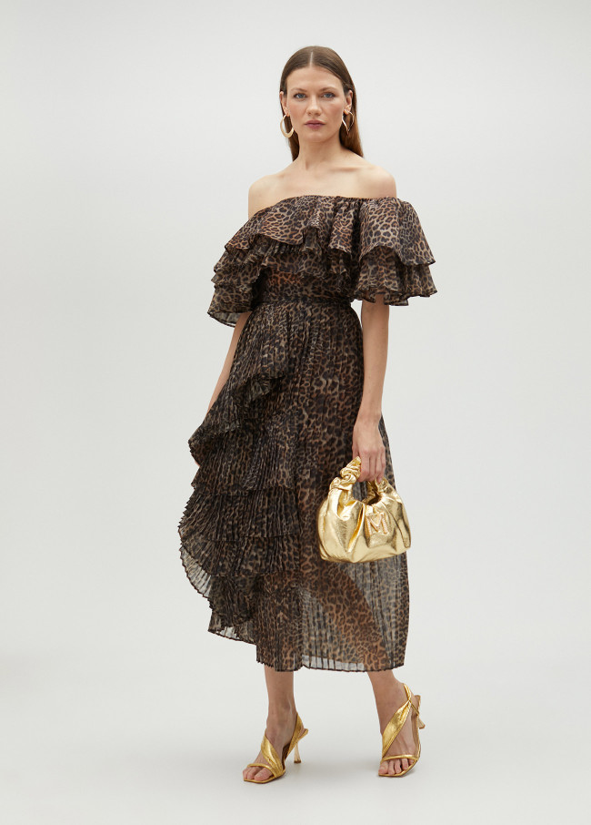 Top volant stampa animalier