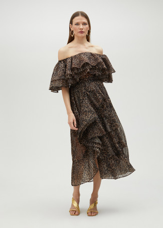 Top volantes animal print