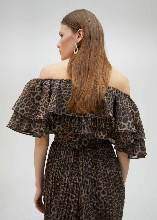 Top volantes animal print