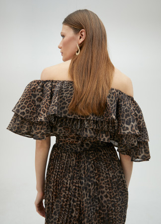 Top volant stampa animalier