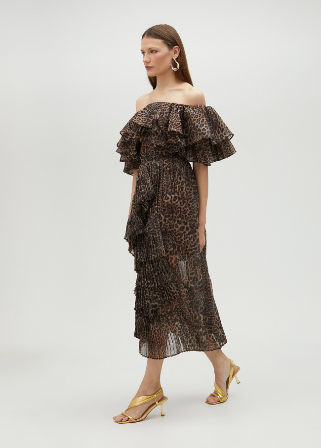 Top volant stampa animalier