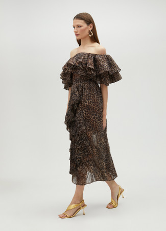 Top de folhos animal print