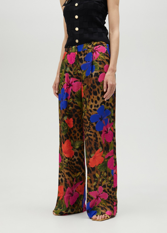 Fließende Hose mit Animal Print