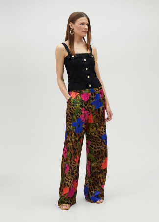 Fließende Hose mit Animal Print