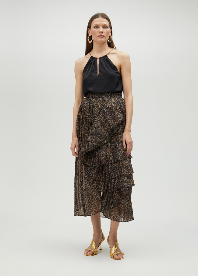Top scollo all'americana con catena