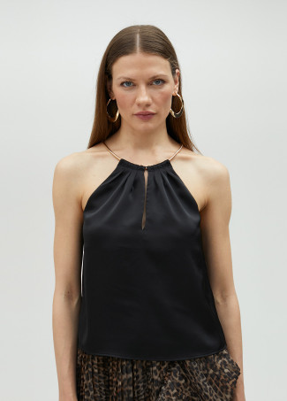 Top halter com corrente
