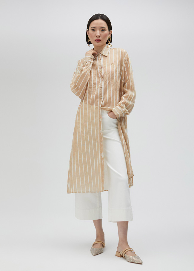 Chemise longue rayée