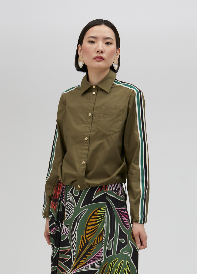 Camisa de popelina com elástico e