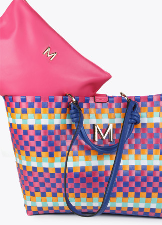 Large multicoloured woven tote bag