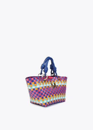 Borsa a cesta piccola intrecciata multicolore