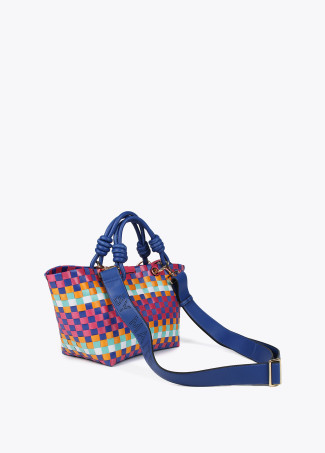 Borsa a cesta piccola intrecciata multicolore