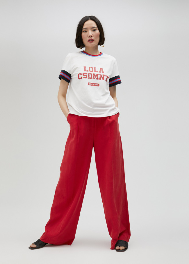 T-shirt mangas com riscas tricolor