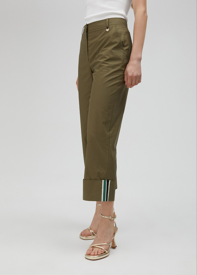 Poplin trousers with turn-ups
