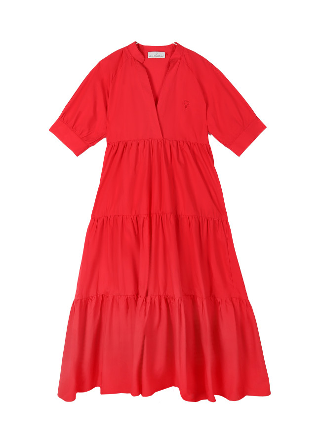 Langes Kleid mit Volant