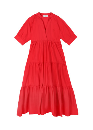 Langes Kleid mit Volant