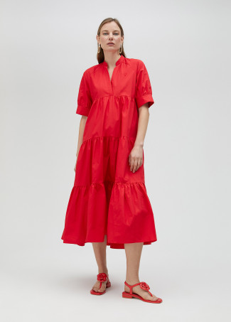 Vestido comprido com folhos