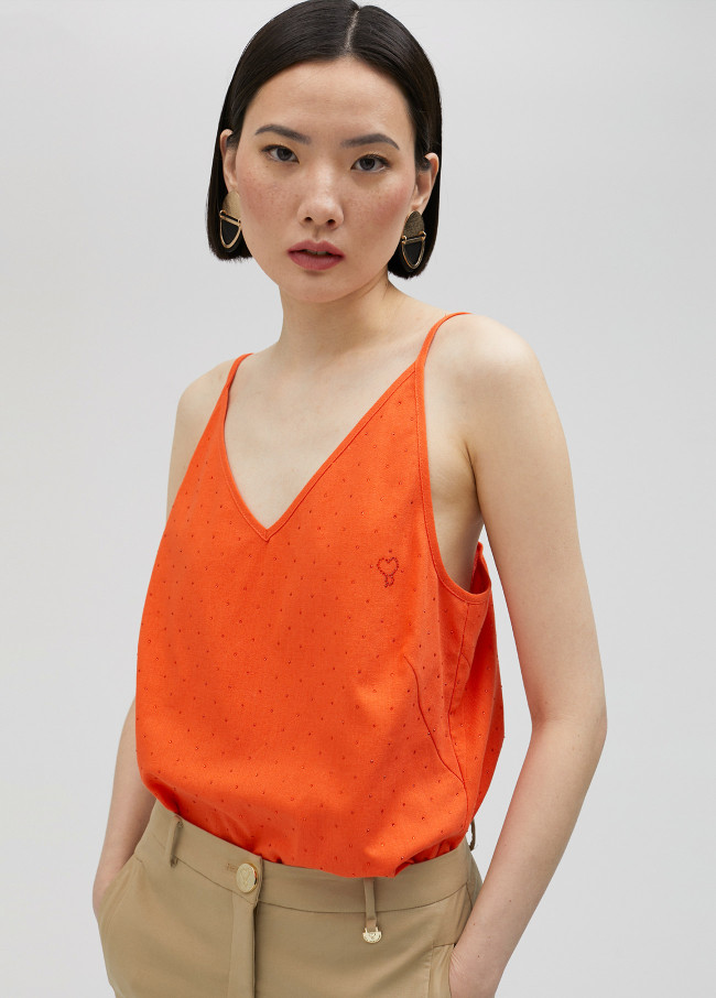 Top de alças com strass