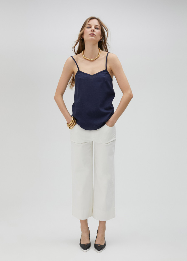 Top con spalline e strass