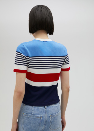 Camisola de malha multicolor e manga curta