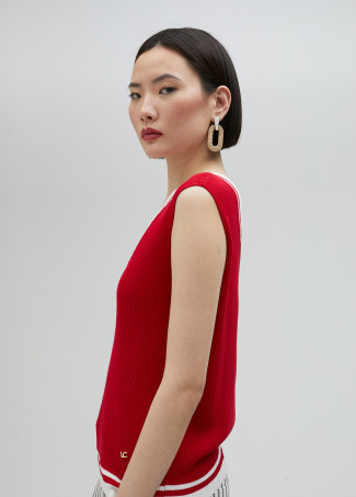 Top in maglia bicolore