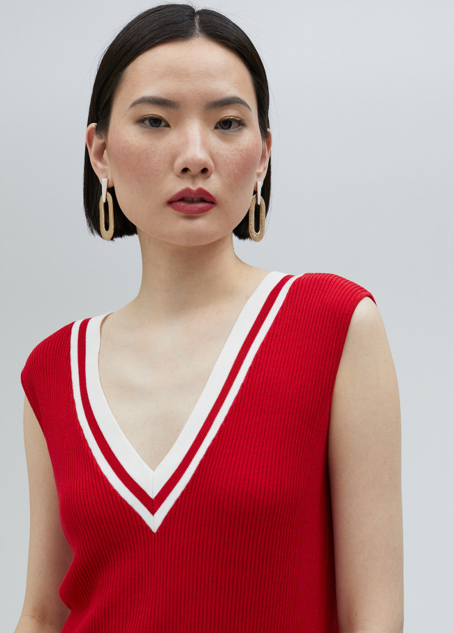 Top in maglia bicolore