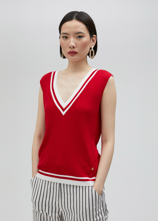 Zweifarbiges Stricktop