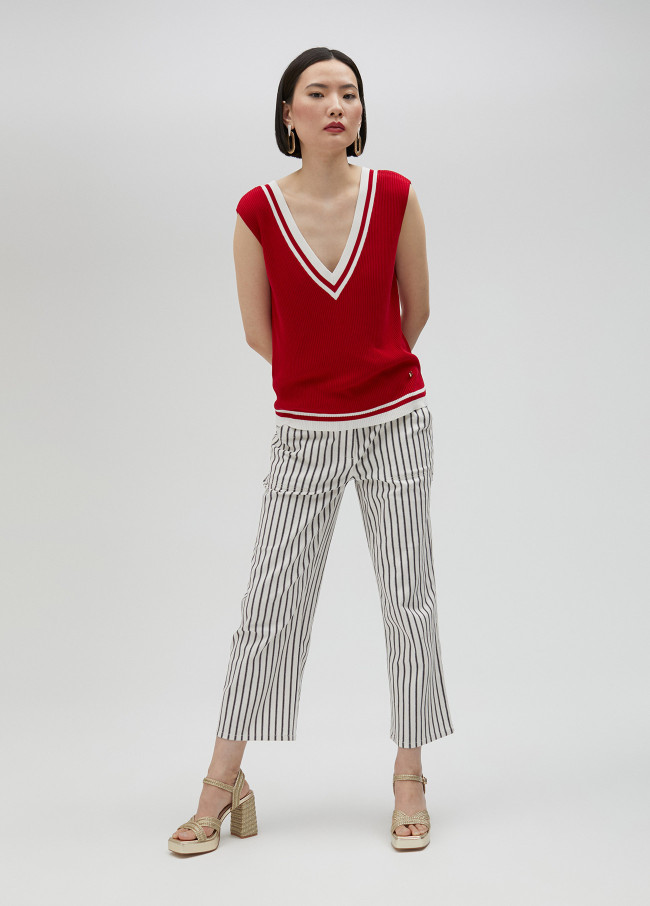 Zweifarbiges Stricktop