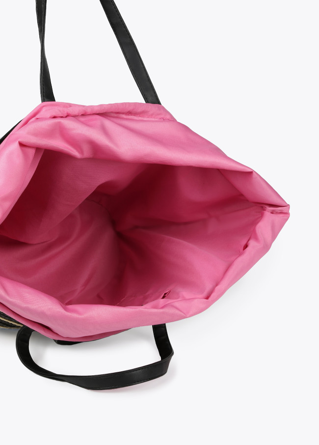 Borsa a cesta righe "Call me Lola"