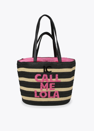 “Call me Lola” striped tote bag